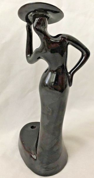 Sexy Black Ceramic 10 " Woman Girl Wearing Hat Figurine