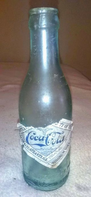 1900 - 1910 Rome,  Ga Coca Cola Straight Side Bottle Center Script W/ Sticker