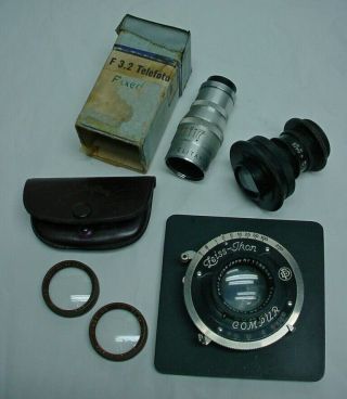 5 Vintage Lenses Carl Zeiss - Ikon Compur W/appature/timer,  Taylor - Hobson,  Elitar