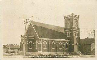 Episcopal Church 1911 Hayes Kansas Rppc Real Photo Postcard 4730