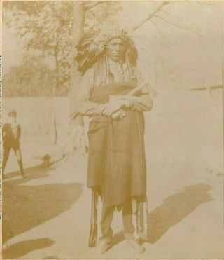 1893 Native American,  Sioux Chief,  Chicago World Fair, .  Stereoview Photo