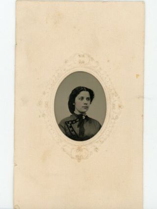 CIVIL WAR 16TH PLATE TINTYPE IN CDV YOUNG LADY BY LOVEJOY OF PHILADELPHIA STAMP 2