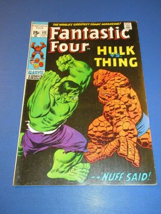 Fantastic Four 112 Bronze Age Hulk Vs Thing Key Vf - Beauty Wow