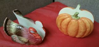 Vintage,  Otagiri Japan,  Hand Crafted,  Turkey And Pumpkin Napkin Holder