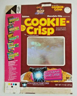 Ralston - Cookie Crisp Hologram Cereal Box 1989 - Empty Flattened