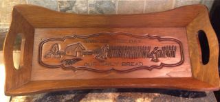 Vintage Large 19 " X 8 " Wood Bread Tray Basket Give Us This Day Our Daily Bread