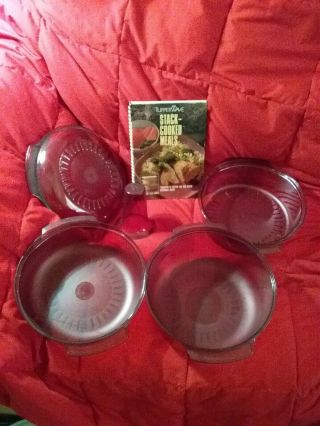 Tupperware Cranberry Tupperwave 5 Piece Stack Cooking Set With Lids