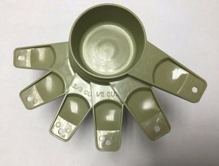 Complete Set Of 6 Retro Tupperware Nesting Measuring Cups Avocado / Olive Green