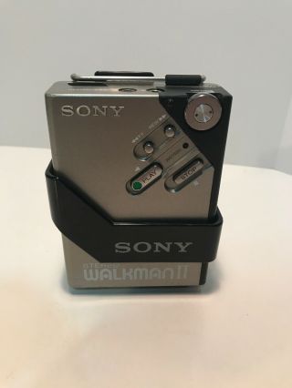 Vintage Sony Wm - 2 Stereo Walkman Cassette Player With Belt Clip -