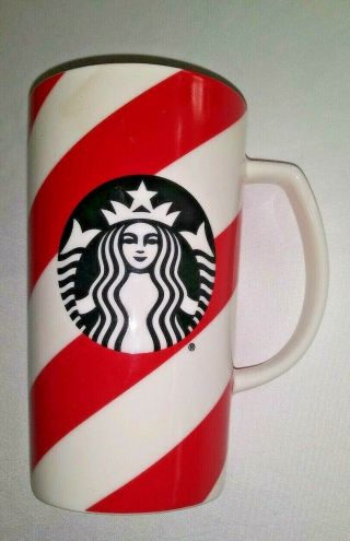 2016 Starbucks Coffee Cup Red White Stripe Candy Cane 16 Fl.  Oz.  Ceramic Mug