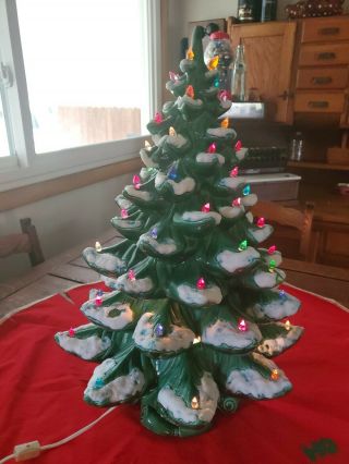 Vintage Flocked Ceramic Christmas Tree 22 " Tall