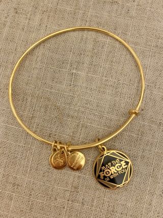 Disney Alex And Ani Star Wars May The Force Be With You Gold Bangle Bracelet
