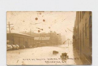 Rppc Real Photo Postcard York Rochester River St South During Flood March 23