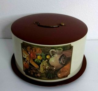 Vintage Ballonoff Tin Cake Cover & Tray - Autumn Motif