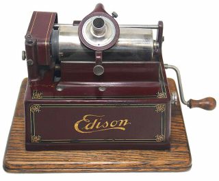 Edison Maroon Gem cylinder phonograph w/ matching Fireside horn,  K reproducer 2