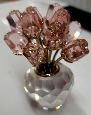 Swarovski - Pink Flowers (roses) In Vase - Crystal