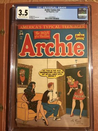 Archie Comics 24 Cgc 3.  5 Cr/ow Betty Veronica Gga Rare Sweet