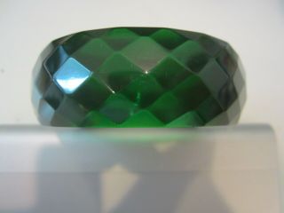 Fabulous Vintage Green Bakelite Carved Diamond Cut Bangle Bracelet