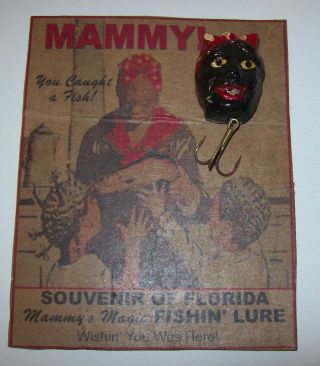 Vintage Black Americana Mama Souvenir Post Card Style Old Florida Fishing Lure