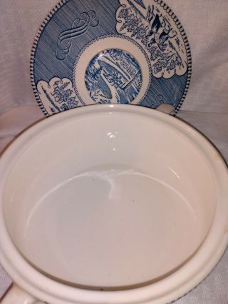 Vintage Currier And Ives Cover Casserole Dish 8 