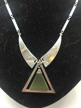 Incredible Jakob Bengel vintage Art Deco galalith and chrome necklace 1930s 3