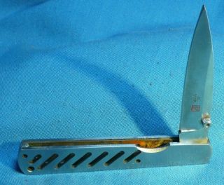 Vintage Al Mar Seki Japan 043 / 200 Stainless Skeletonized Pocket Knife