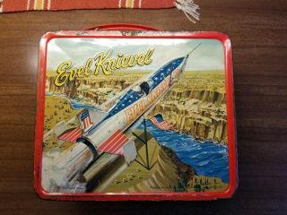 Vintage 1974 Aladdin Evel Knievel Lunch Box With Thermos -