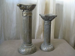 Set Of 2 Home Interior Pillar Candle Holders -