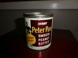 Vintage Derby Peter Pan Smooth Peanut Butter Tin Neat Metal Can