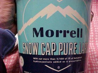 Vintage Morrell Snow Cap Pure Lard 4 Lb.  Packed By John Morrell & Co Iowa