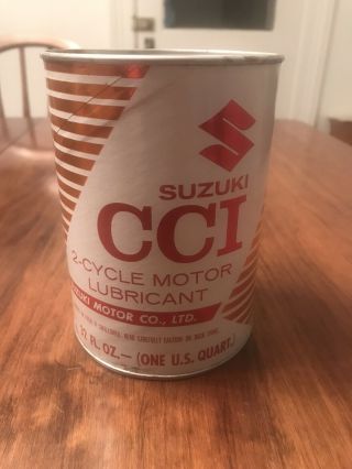 Vintage Suzuki Cci 2 Cycle Motor Oil Can Composite,  Full Old Stock