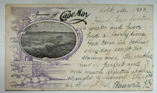 1903 Nj Postcard Private Mailing Card Souvenir Of Cape May Ocean Pier Inset