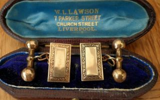 Vintage Jewellery 9ct Gold & Silver Edwardian Dumb Bell Linked Cufflinks