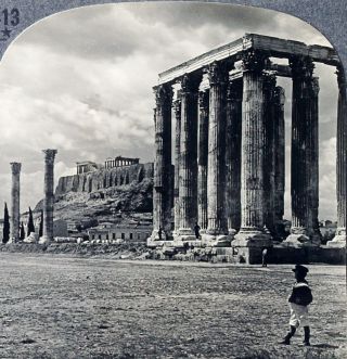 Keystone Stereoview The Temple Of Zeus,  Acropolis In Greece From 1930’s T600 Set