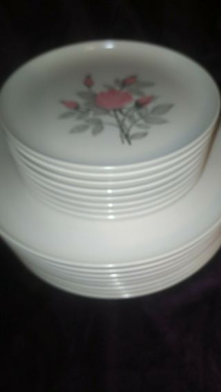 Melmac Aztec Rose Dishes 8 Plates 8 Saucers with pink tray 2