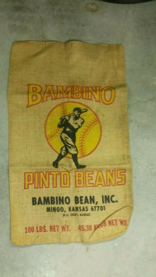 Rare Nos Babe Ruth Louisville Slugger Era Large Bambino Vintage Pinto Beans Bag
