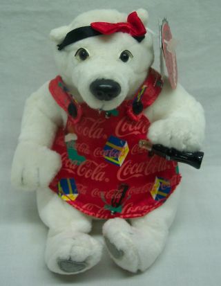 Coca - Cola Coke Polar Bear Girl In Dress 5 " Plush Stuffed Animal 1999