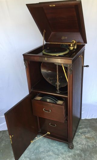 Edison Disc Phonograph Machine Model A - 250 With Records; Serial Sm11197
