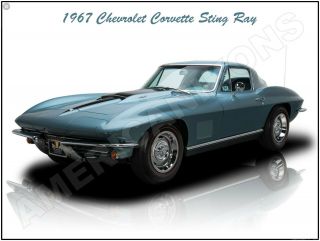 1967 Chevrolet Corvette Sting Ray Metal Sign: Fully Restored
