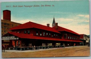 Rock Island Passenger Train Station Railroad Depot Anken Cancel Iowa Postcard C7