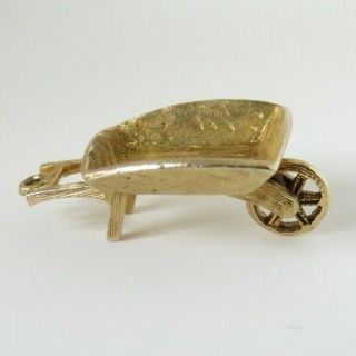 Vintage 9ct Solid Gold Garden Wheelbarrow Charm/pendant Moving Wheel London 1964