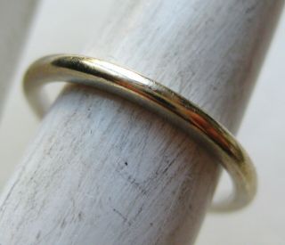 Fine Vintage 18k White Gold Solid Plain Wedding Band Ring Sz 5.  5