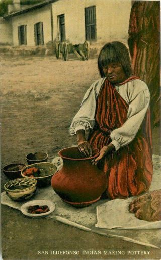 C - 1910 San Ildefonso Indian Making Pottery Nusbaum Mexico Postcard 11484
