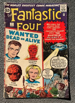 Fantastic Four 7 Vintage Marvel Comic Key 1st Kurrgo,  Ufo Cover Silver Age 12c