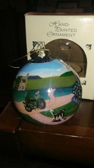 John Deere Glass Ball Ornament Walter Haskell Hinton Dinner Time 2nd In Series