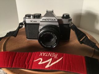 Vintage Pentax K1000 35slr Camera With Lens And Strap