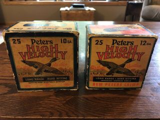 Ultra Rate Vintage Peters High Velocity 10 Ga Shell Box,  12 Gauge Peters Box