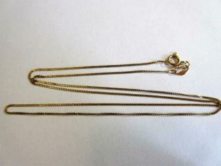 Vintage Solid 9ct Gold 17 Inch Long Fine Curb Link Necklace,  Chain