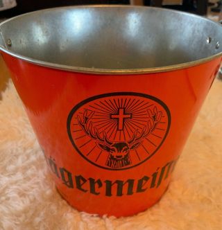 Jagermeister Jager Orange Metal Pub Ice Bucket With Handle Collectors