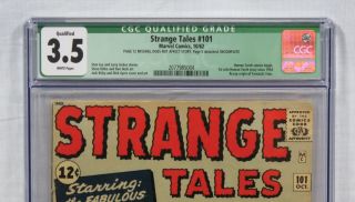 Marvel Comics Strange Tales 101 CGC 3.  5 Stan Lee Ditko Human Torch 1st Solo ' 62 3